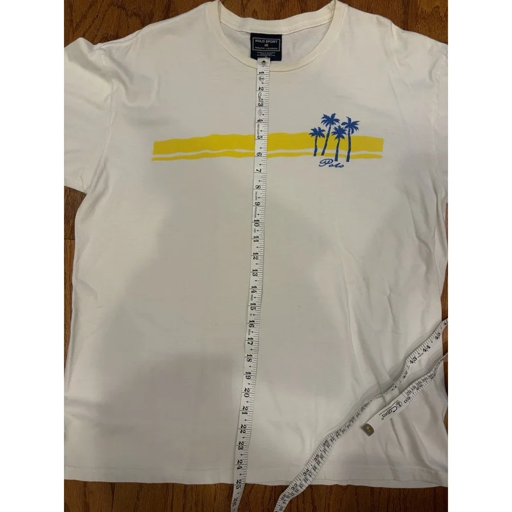 Vtg Polo Sport Ralph‎ Lauren T Shirt M White Palm Graphic Cotton Short Sleeve